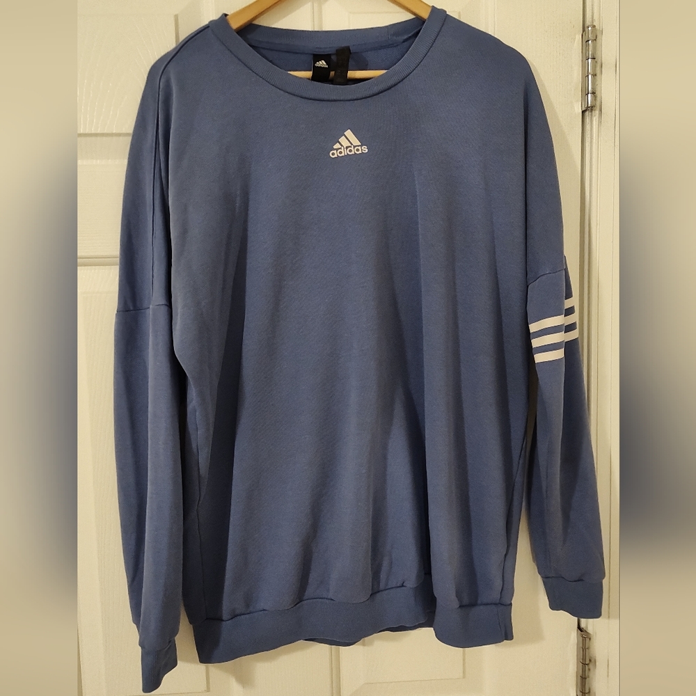 Adidas Men's Blue Long Sleeve Sweatshirt/Pullover, Size Medium